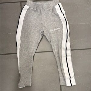Palm Angels Gray and White Joggers with Tapered Fit